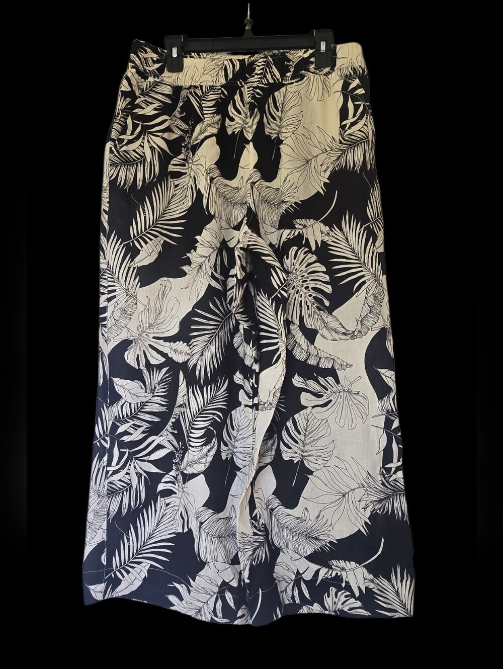 NWT Christian Siriano NY 100% Linen Tropical Wide Leg Crop Pants XL Resort Coast